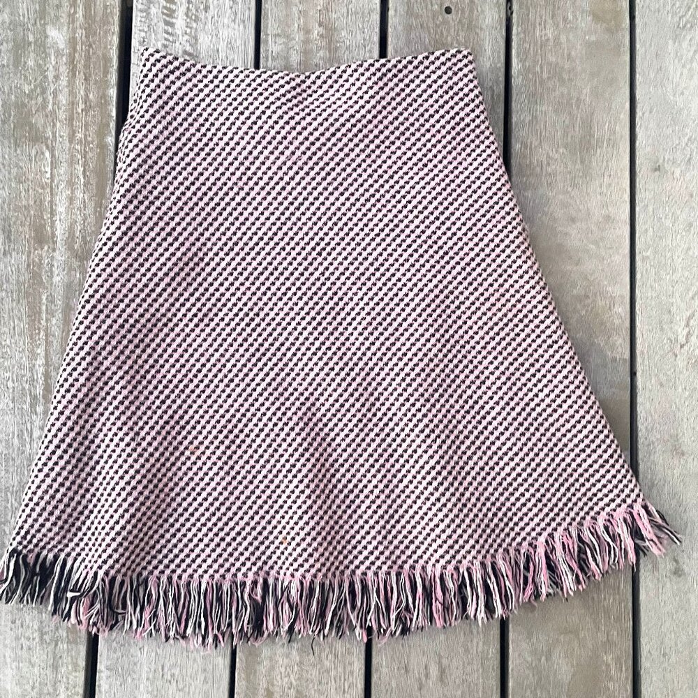 Pink & Black Checkered Wool Blend Skirt - Very Unique and Chic! - Like New!